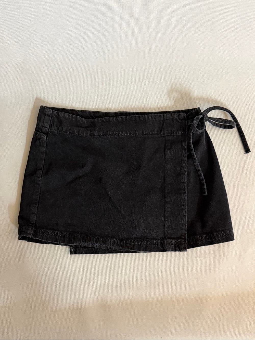Cotton On Black Denim Wrap Skort Mini Skirt Size US 8